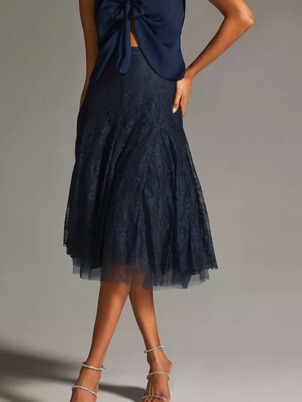 By Anthropologie Lace Tulle Midi Skirt